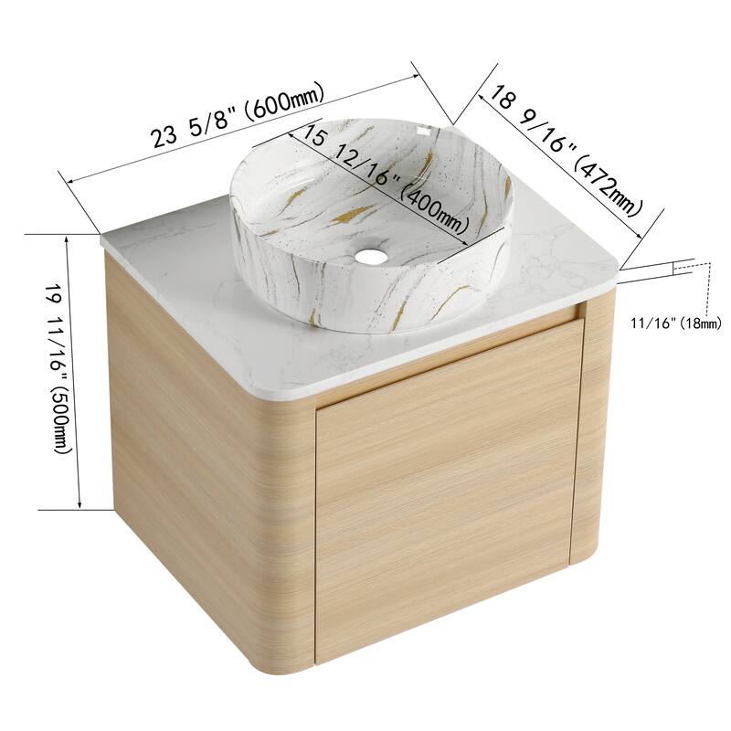 Bathroom Vanity With Sink In 24/30 Inch, Floating Bathroom Vanity With Soft Close Door