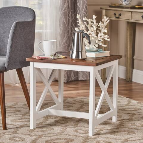 Shammai Square Farmhouse Acacia End Table by Christopher Knight Home - 19.75"D x 19.75"W x 18.75"H