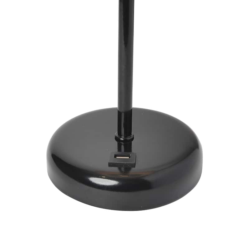 White Stick Lamp with USB charging port and Fabric Shade