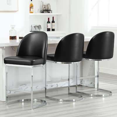 26" Upholstered Counter Stool/ Bar Stools with Metal Legs - 38.8"H x 17.9"W x 20.9"D