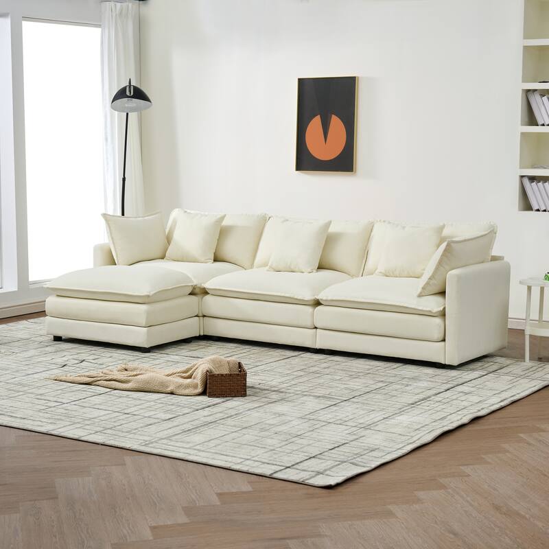 110-inch White Modular Combination Sofa with Foam Material