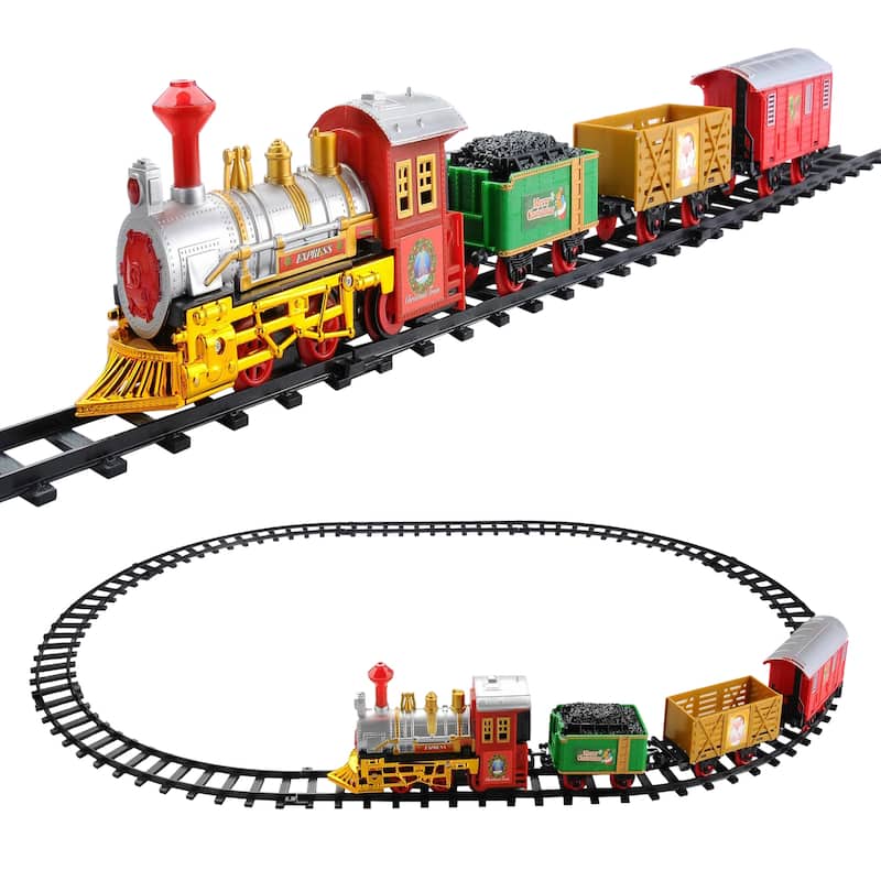 12-Piece Battery Operated Lighted and Animated Christmas Express Train Set with Sound - 7.75"