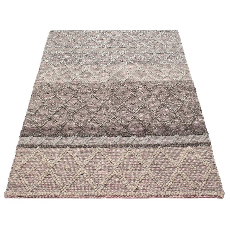 ECARPETGALLERY Braid weave Sienna Grey Wool Rug - 5'1 x 8'2