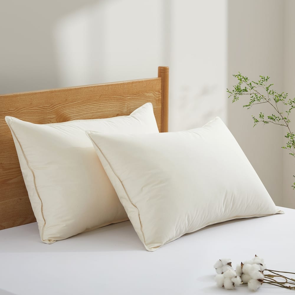 Set of 2 100% Organic Cotton Down Feather Pillow-in-a-pillow Design Bed Pillow