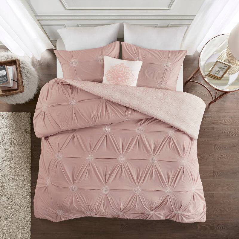 Madison Park Edna Embroidered Cotton Reversible Duvet Cover Set
