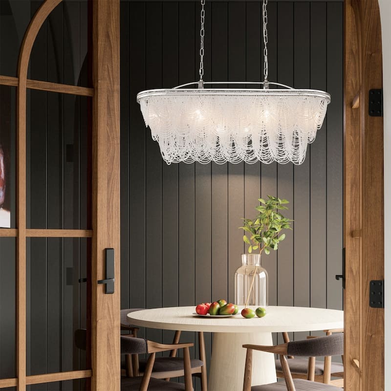 8/ 10-Light Modern Glam Large 3-Tiered Beaded Crystal Chandelier for Living Room