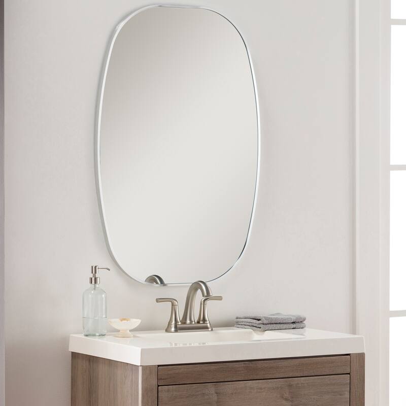 Artistic Weavers Aranya Modern Aluminum Squared Oval Accent Mirror - 24"H x 35"W x 1.1"D - Silver