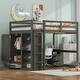 preview thumbnail 1 of 20, Wood Full Size Loft Bed with Built-in Wardrobe, Desk, Storage Shelves and Drawers, Grey Grey