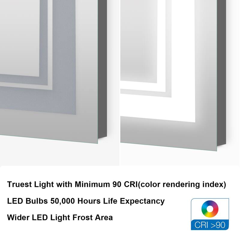 Retangular Wall Mounted LED Bathroom Mirror With Touch Switch Memory Mirror Anti-Fog (Horizontal/Vertical)