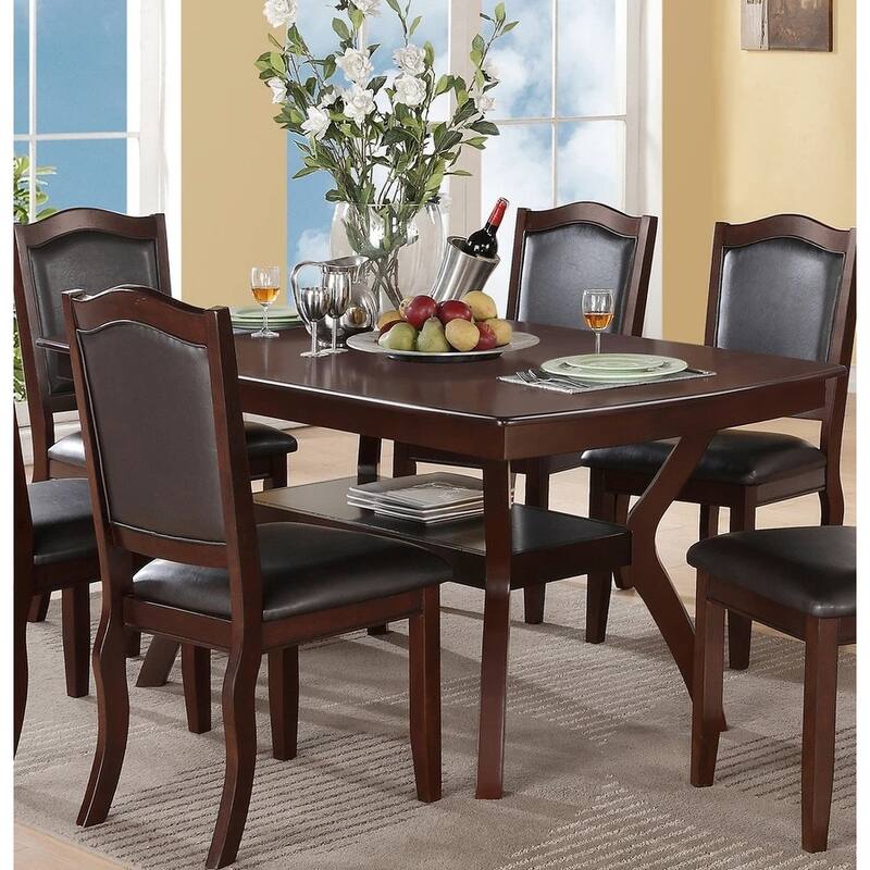 Formal Look 1pc Dining Table w Shelve Solidwood Espresso Finish Dining Room Furniture
