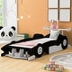 preview thumbnail 1 of 10, Twin Size Race Car-Shaped Platform Bed with Wheels Black
