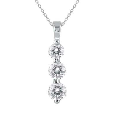 Marquee 14k White Gold 1ct TDW Diamond Graduated 3-stone Pendant