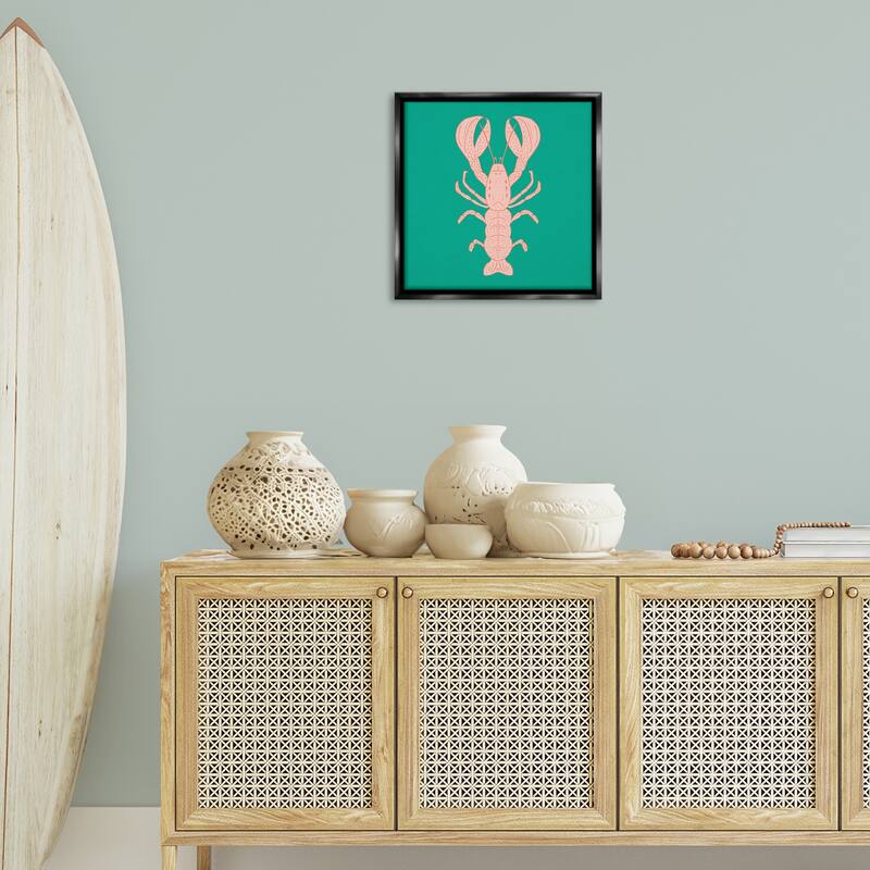 Stupell Minimal Pink & Green Lobster Framed Floater Canvas Wall Art Design By Sazerelli Designs