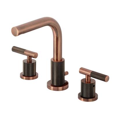 Kingston Brass Convergent Two-Handle 3-Hole Deck Mount Widespread Bathroom Faucet with Knurled Handle and Brass Pop-Up Drain