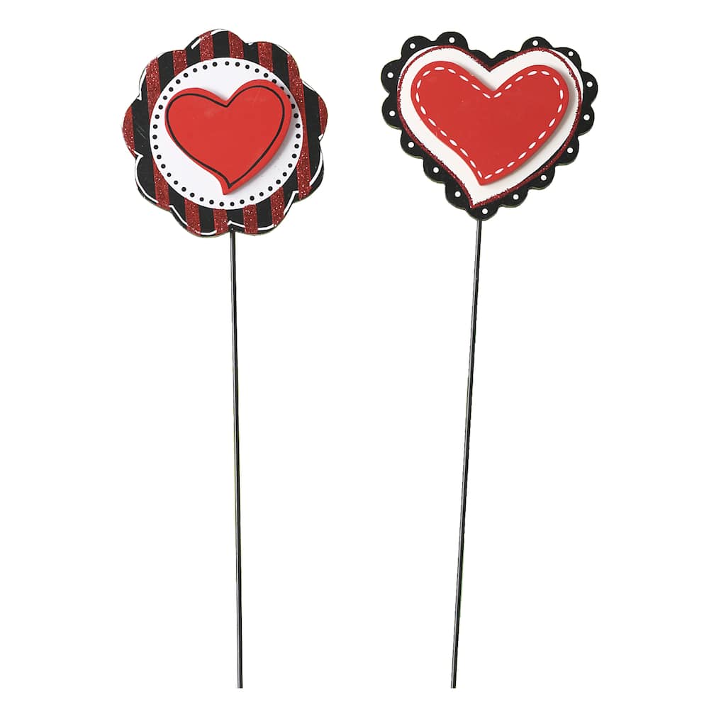 Transpac MDF Heart Chalkboard Pick Set of 2 Valentines Home Decorations