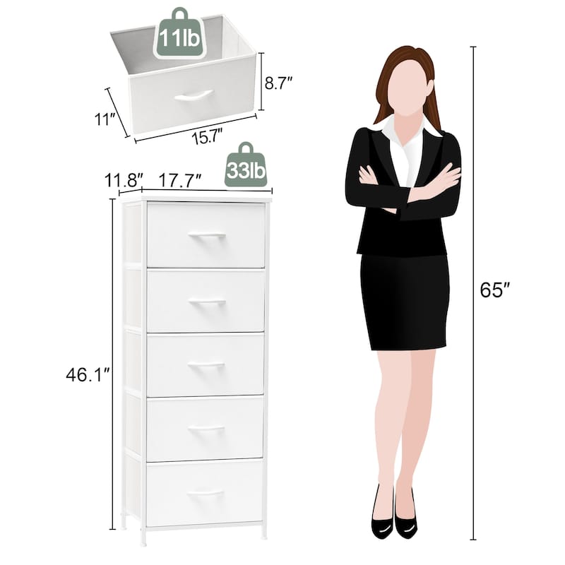 Crestlive Products Household 5-Drawer Vertical Dresser Storage Chest