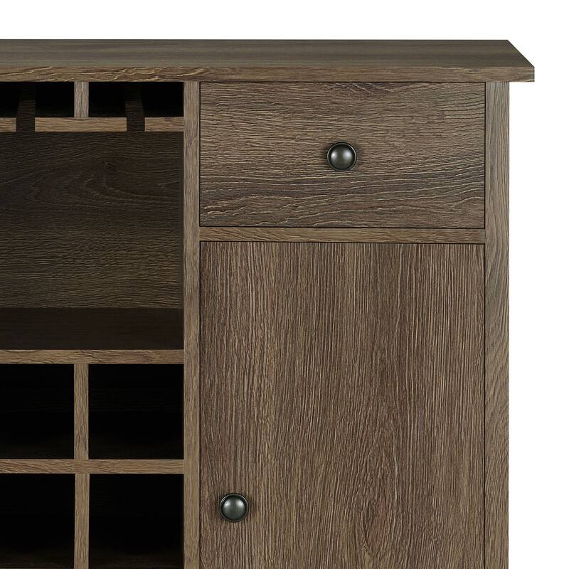 DH BASIC Rustic Distressed Walnut 42" Buffet with Wine Grid by Denhour