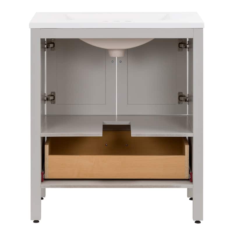Spring Mill Cabinets Destan 30.5" Bathroom Vanity With 2-Door Cabinet, 1 Drawer, and White Sink Top