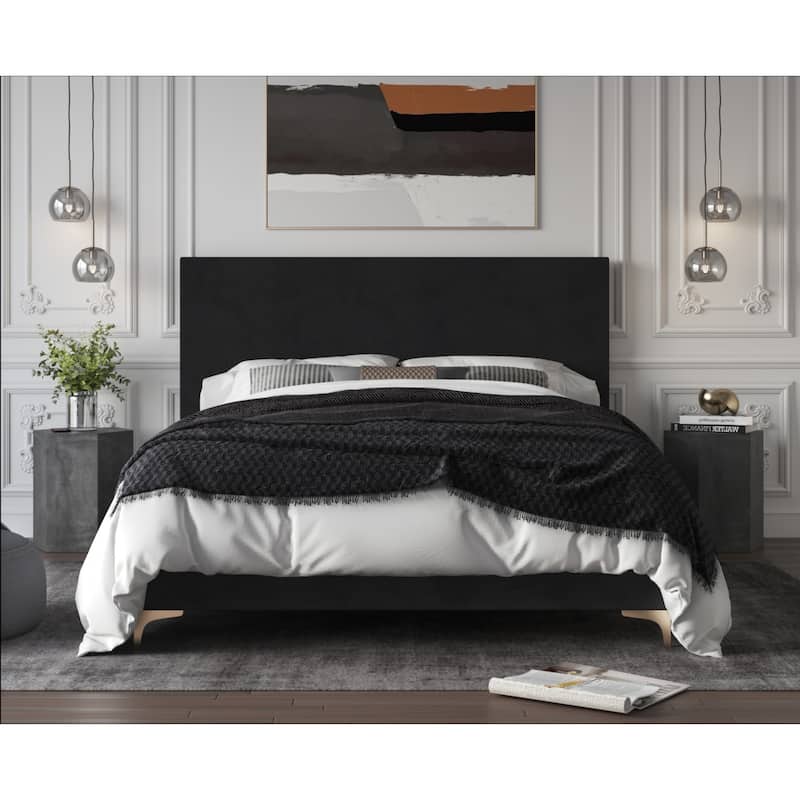 Andes Upholstered Panel Bed - Black - King