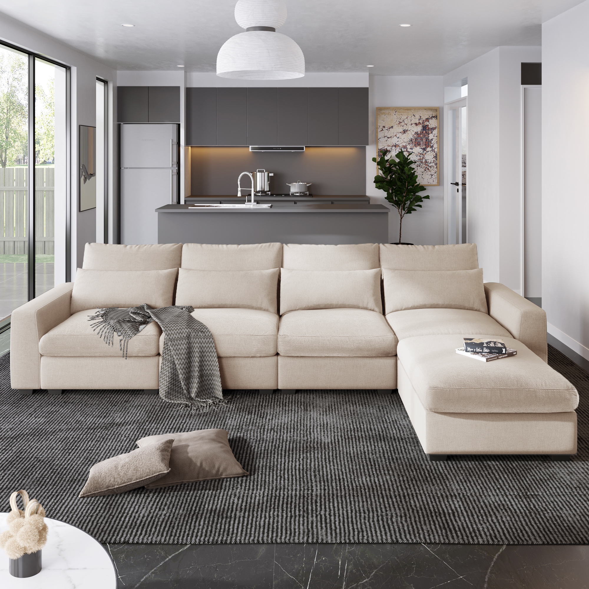 Down filled shop chaise lounge