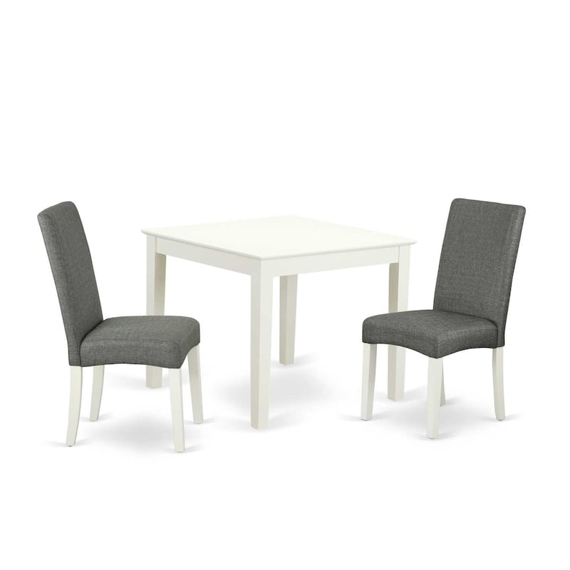 Coastal Cool 3Pc Square Table & 2 Chairs - 36" Linen White Finish - Gray Fabric