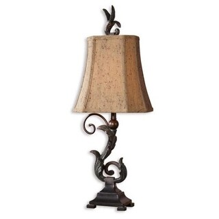 Pack of 2 Matte Black and Verdigris Leaf Buffet Table Lamps 24