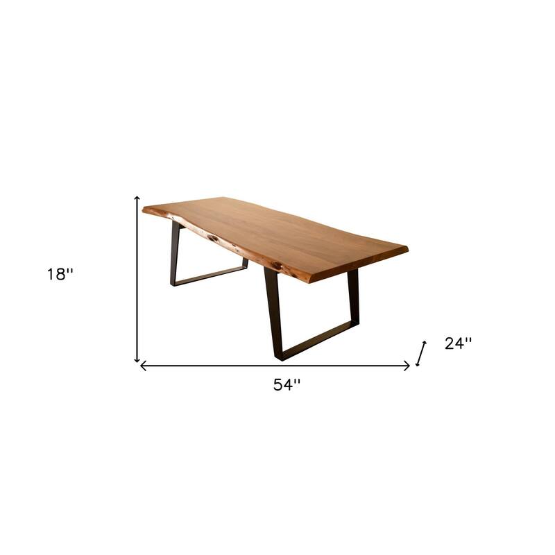 HomeRoots 54" Brown And Black Solid Wood And Iron Coffee Table