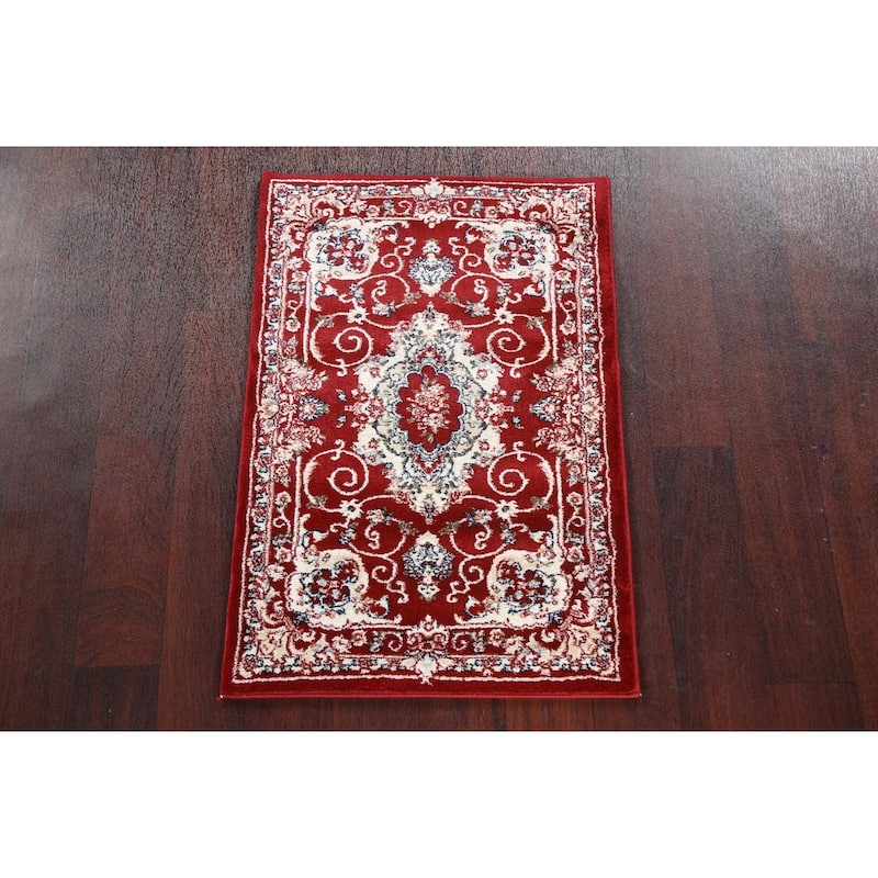 Red Floral Medallion Transitional Turkish Rug Oriental Carpet