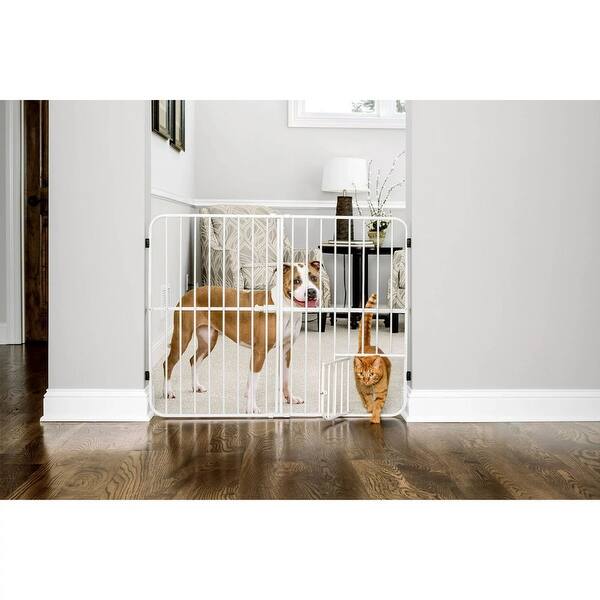 slide 2 of 5, Metal Expandable Dog Gate, White White