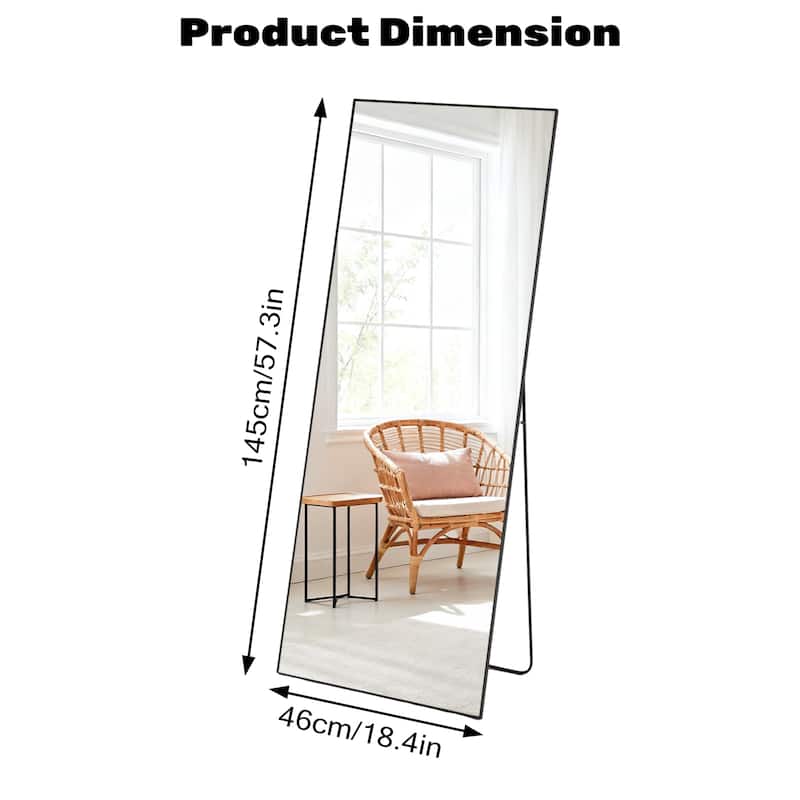 Full Length Mirror with Stand, Floor Mirror with Frame, Full Body Mirrors, Free Standing or Wall-Mounted Mirrors for Living Room