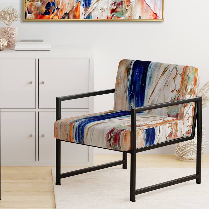 Designart "Colorful Abstract Painting Strokes II" Upholstered Modern Accent Chair and Arm Chair