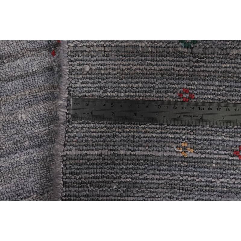 Hand Knotted Oriental 100% Wool Carpet Tribal Animal Pictorial Greys & Charcoal Gabbeh Area Rug - 12' 3'' X 9' 3''