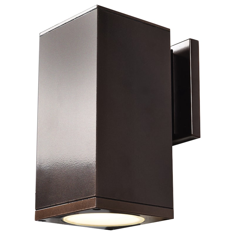 Access Lighting Bayside - LED Outdoor Square Cylinder Wall Fixture - Small - Frosted Glass Diffuser - Bronze