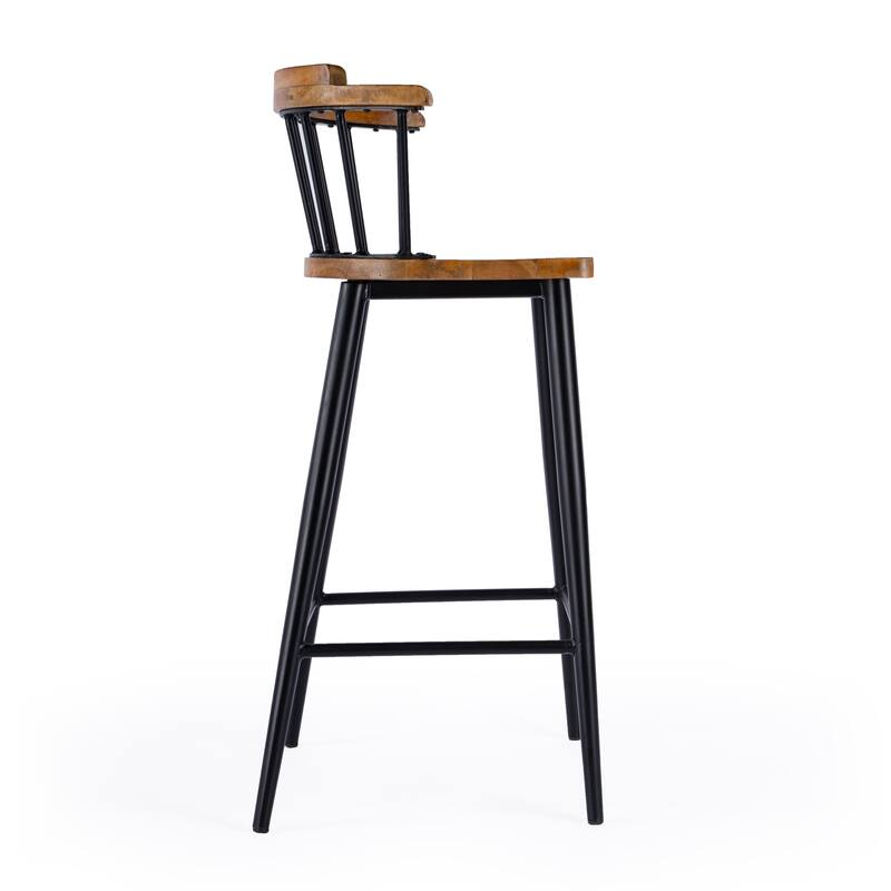 Merrick Wood and Iron Spindle Bar Stool