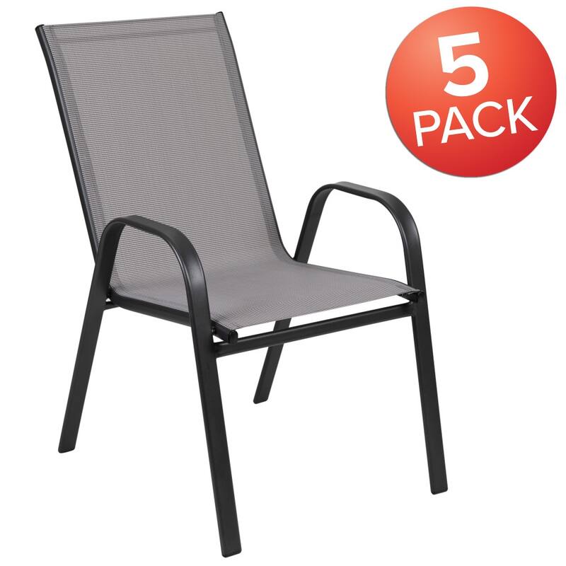 5 Pack Outdoor Stack Chair with Flex Comfort Material - Patio Stack Chair