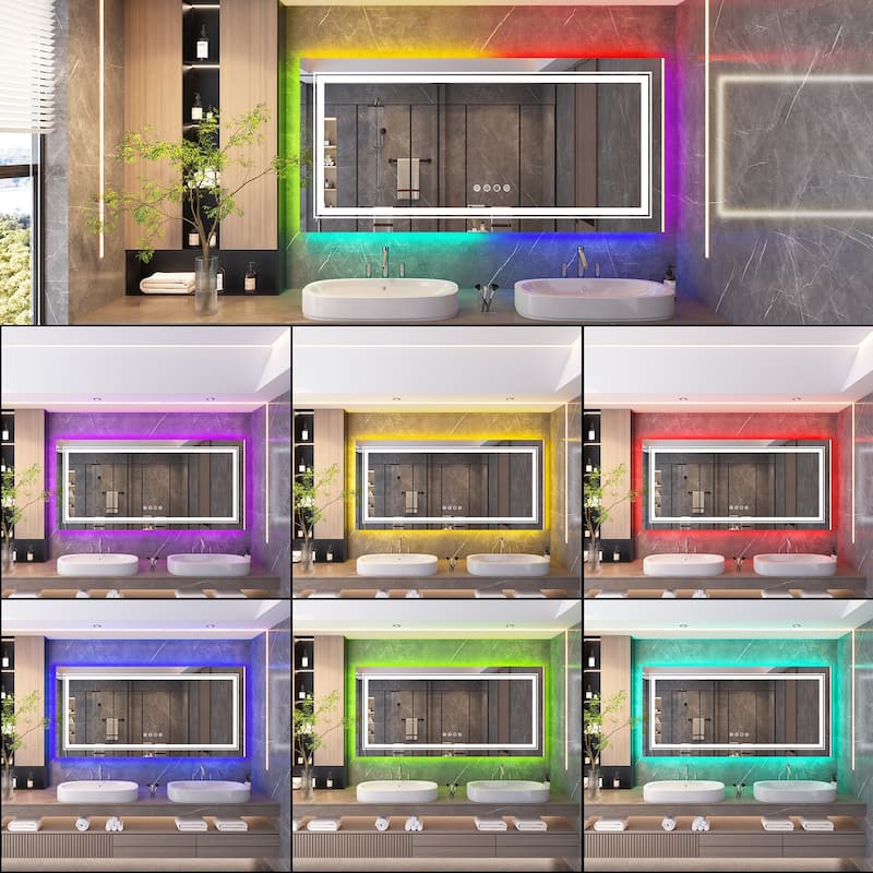 RGB LED Bathroom Mirror Front Light RGB Backlit Lighted Vanity Mirror