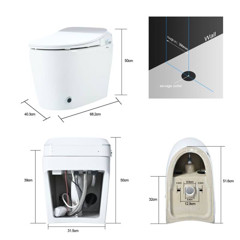 CASAINC 1-Piece 1.28 GPF Automatic Flush Elongated Heated Seat Smart Toilet in White with Foot Sensor Flush
