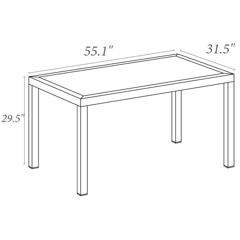 55" White Wickerlook Rectangular Patio Dining Table