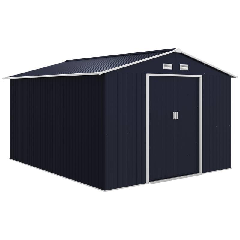 Outsunny 11' x 9' Dark Grey Metal Garden Shed