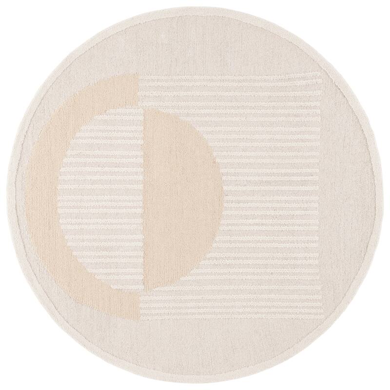 SAFAVIEH Handmade Rodeo Drive Nyasia Mid-Century Modern Wool Rug - 6' Round - Ivory/Beige