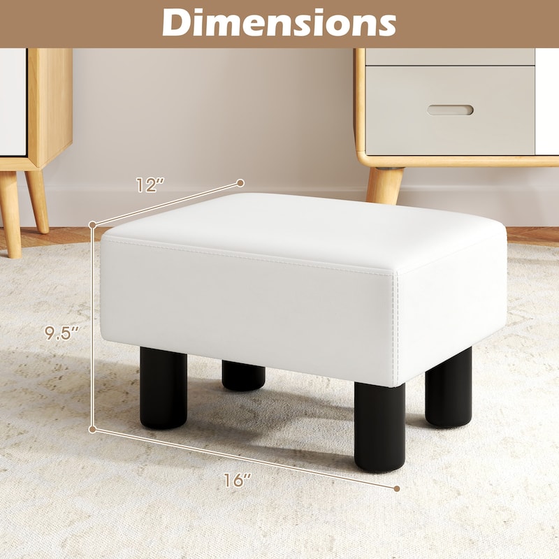 Gymax PU Leather Ottoman Rectangular Footrest Small Stool - See Details