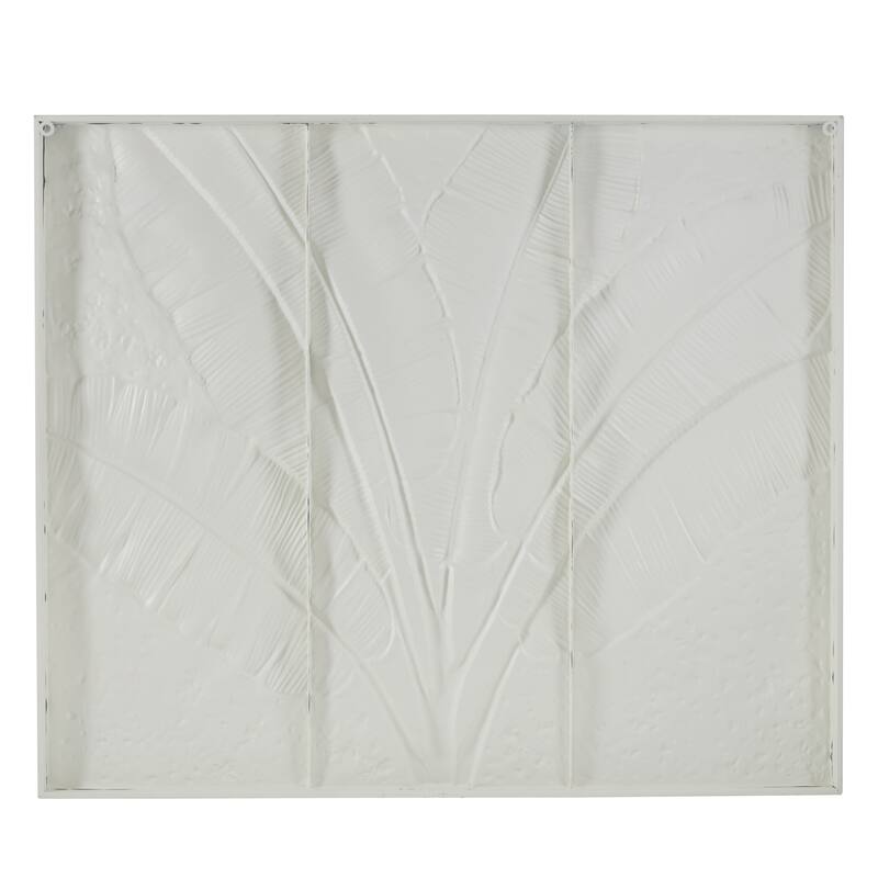 Blue Metal Leaf Palm Tree Home Wall Decor with Gold Foil Accents and White Speckled Details