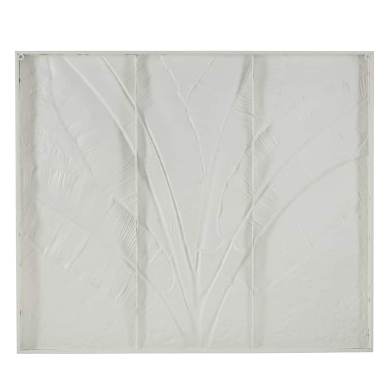 Metal Palm Tree Leaf Wall Decor with Gold Foil Accents and White Speckled Details - Blue - Roche River Decor