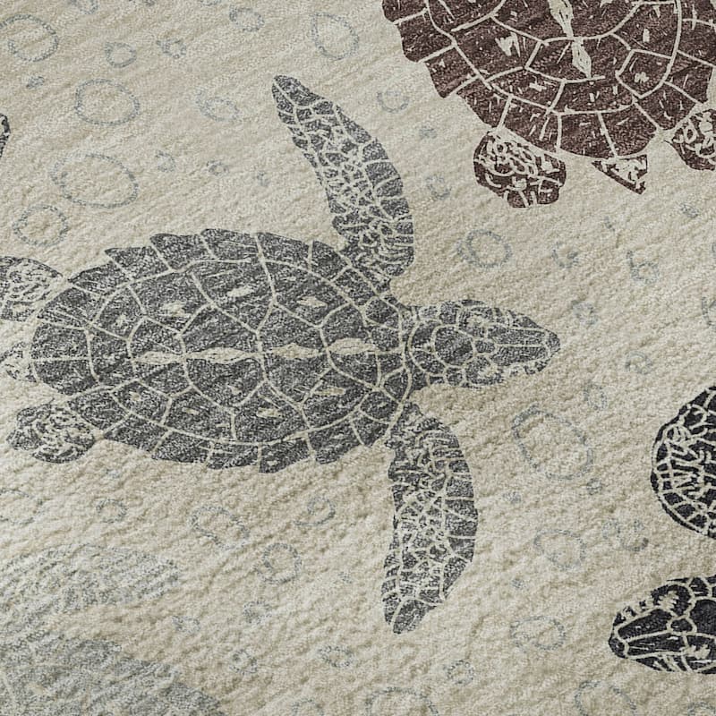 Premium Washable Super Soft Coastal Turtles Mayfield Rug