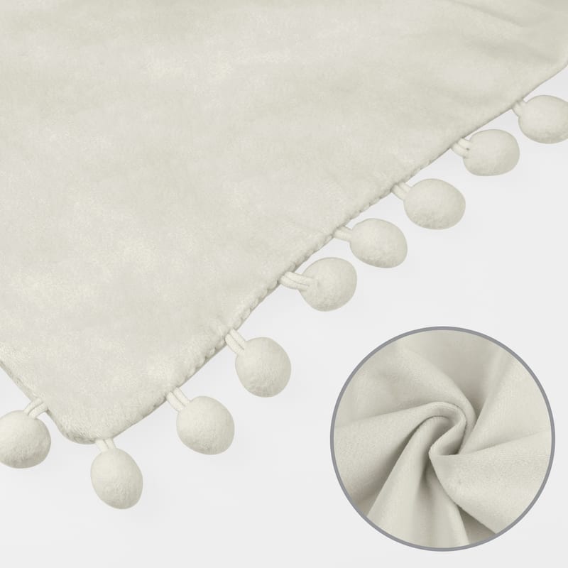 Pack of 2 Velvet Throw Pillow Covers with Pompoms Decorative Pillow Cases Fringe Cushion Covers Velvet Square Sham