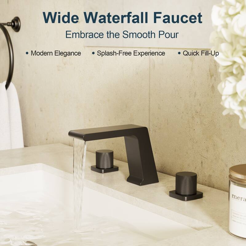GRANDJOY Dual Shower Heads 16" Rainfall Shower System with 2-Handle Bathroom Sink Faucet Combo Set