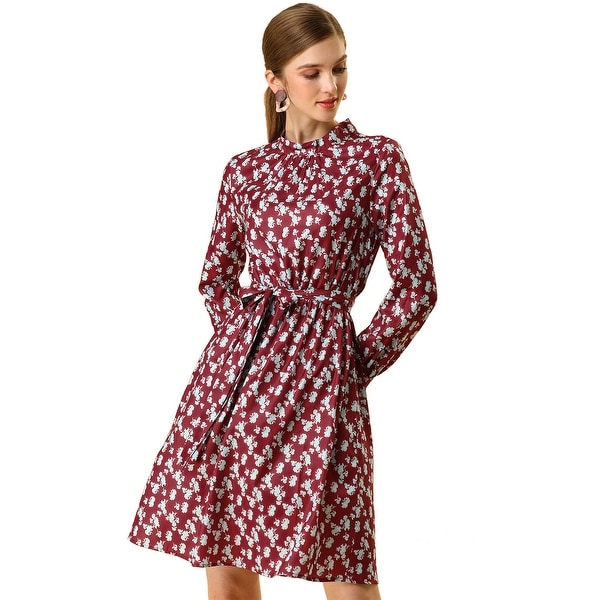 long sleeve tie waist dress