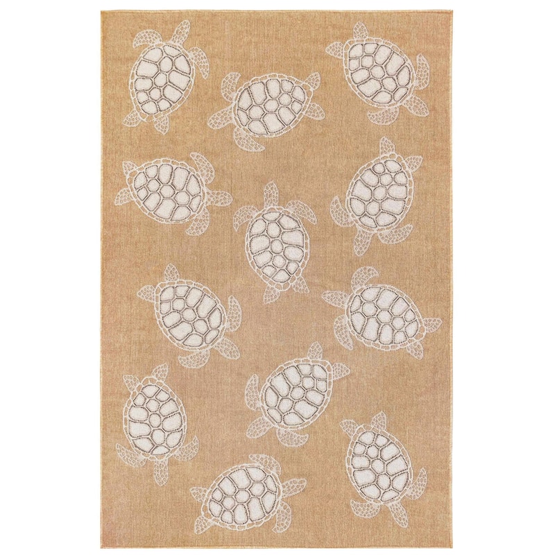 Liora Manne Carmel Collection Sea Turtles Indoor/ Outdoor Area Rug - 4'10" x 7'6" - Sand