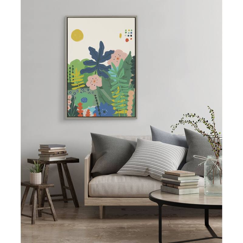 Kate and Laurel Sylvie Zen Garden 1 Framed Canvas by Kelly Knaga