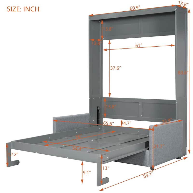 Multifunctional Murphy Bed with Cushion & Storage